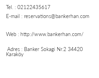 Bankerhan Hotel iletiim bilgileri
